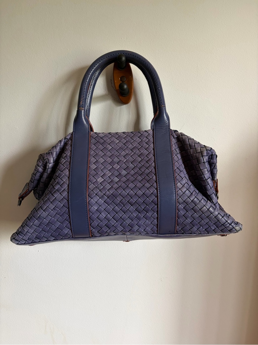 Christopher Kon Woven Leather Bag in Muted Purple